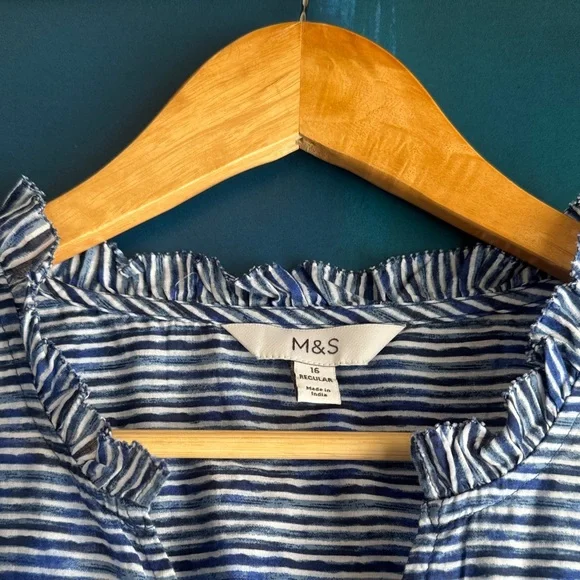 Pure 100 % Cotton Long Sleeve Blouse by M&S Collection - Picture 2 of 8